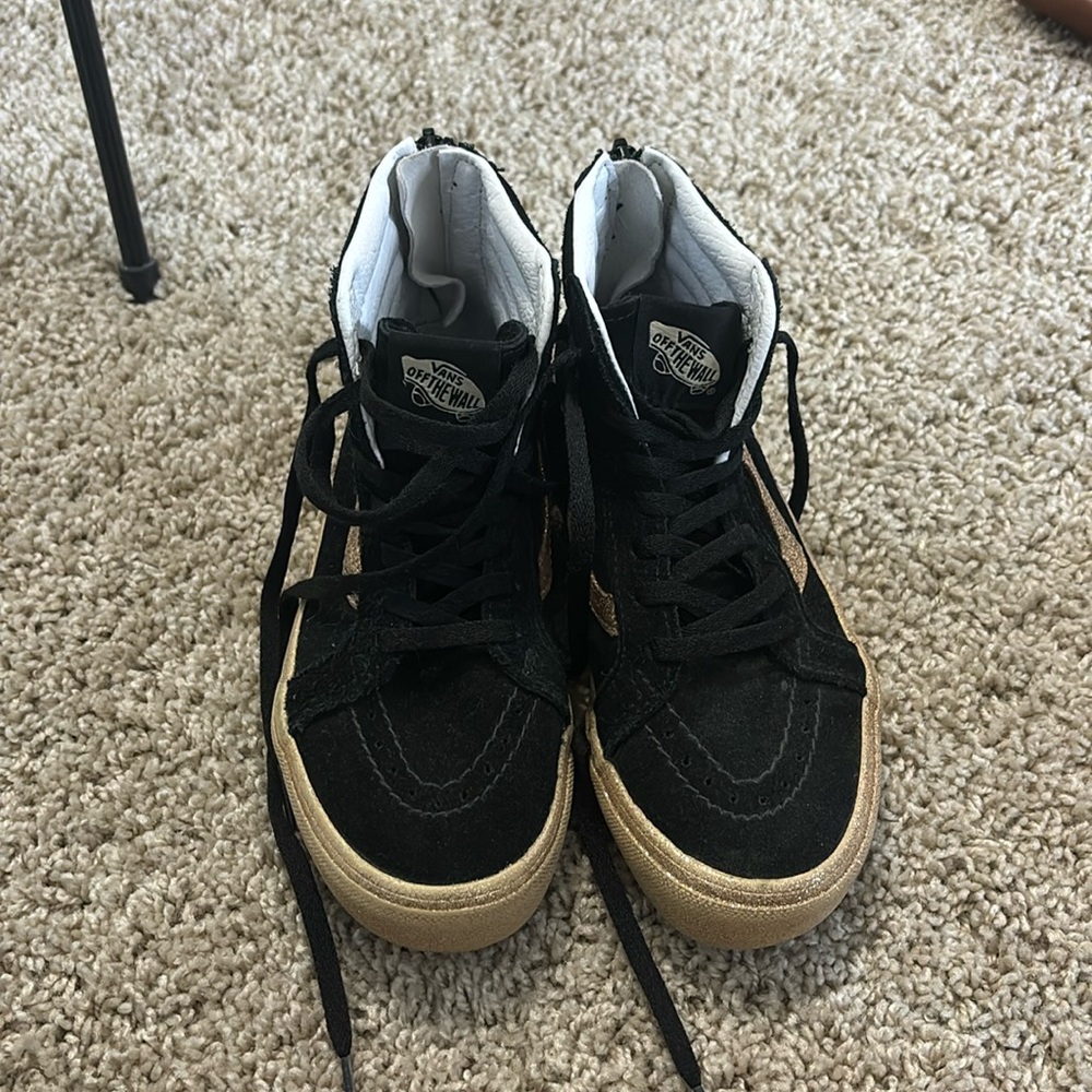 Brand new black and gold high top vans